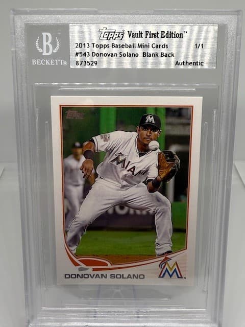2013 Topps Topps Vault First Edition Encased 1/1 Donovan Solano Miami Marlins