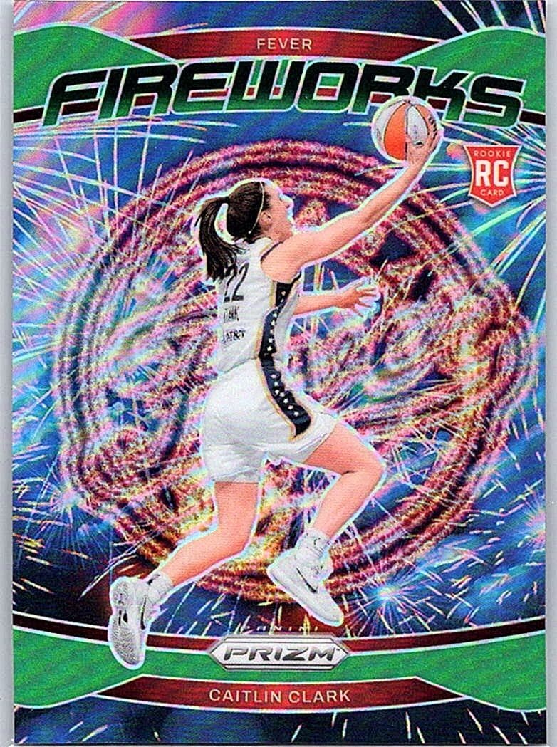 2024 Panini Prizm WNBA #13 Caitlin Clark Fireworks Prizms Green