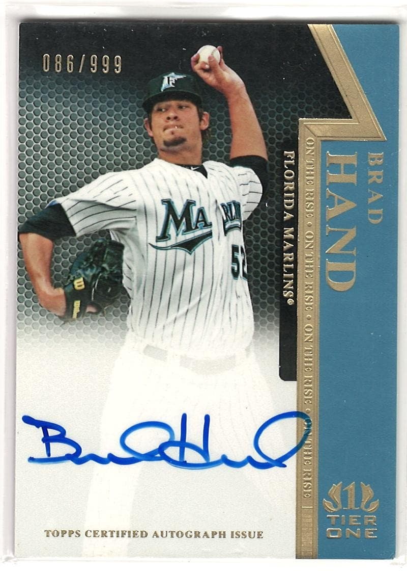 2011 Topps Tier One #OR-BH Brad Hand On The Rise Autographs /999