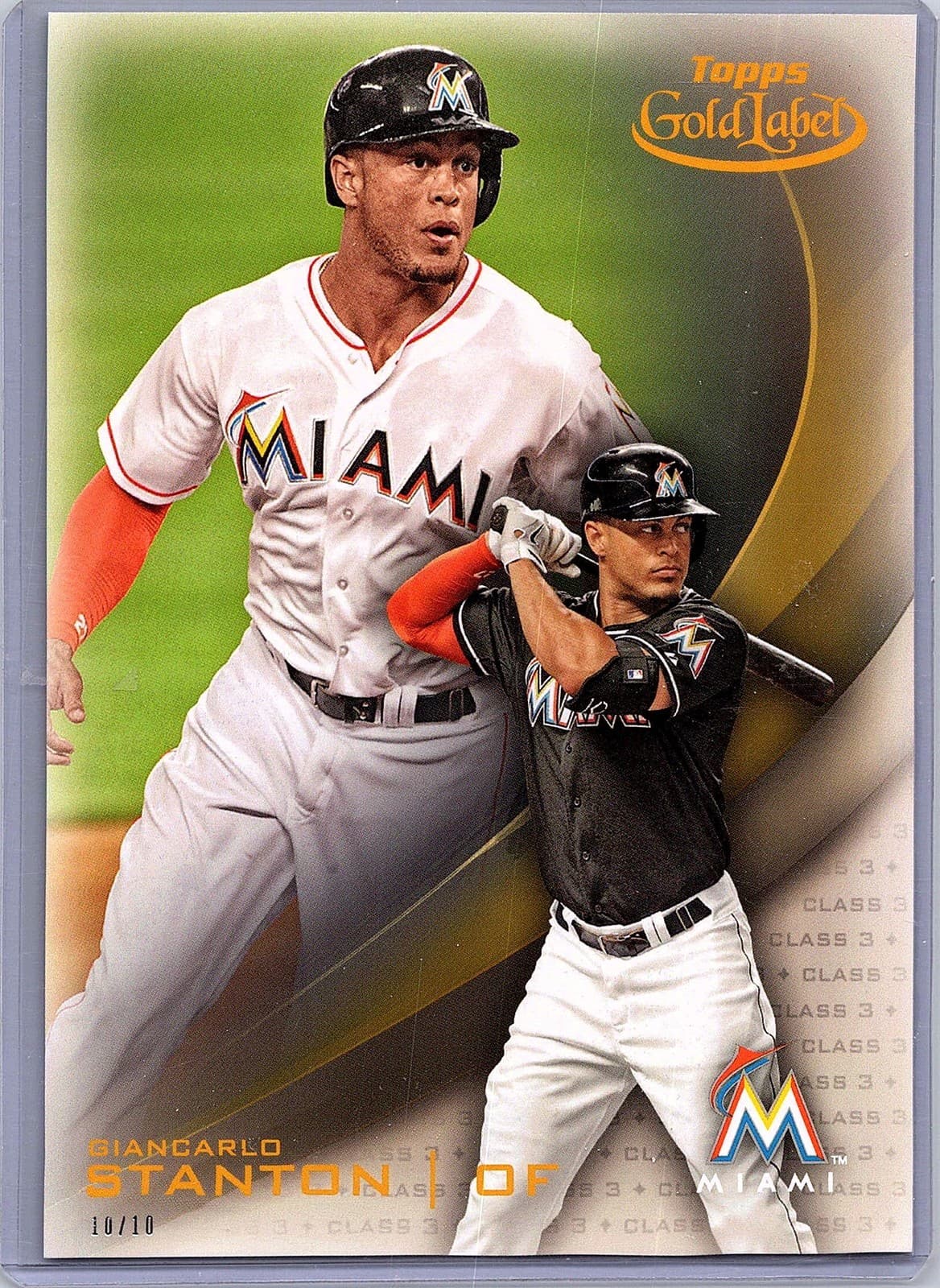 2016 Topps Gold Label 5x7 #20 Giancarlo Stanton Class 1 Gold 5x7 #/10