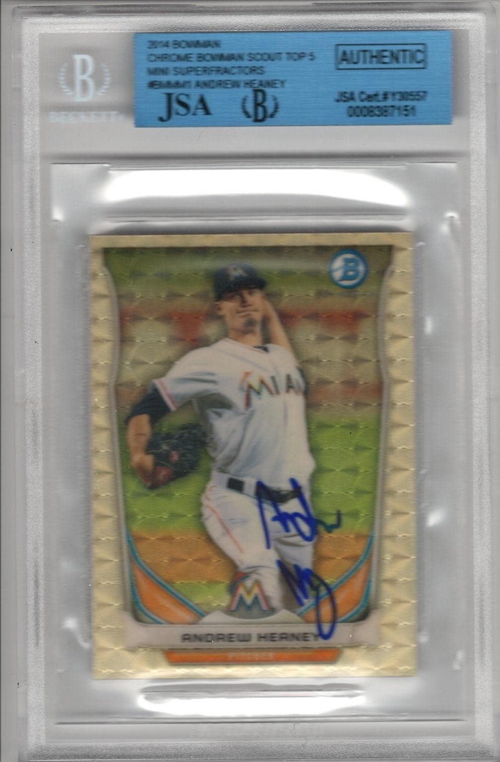 2014 Bowman Chrome Andrew Heaney Scout Mini Superfractors BGS Authentic Auto 1/1