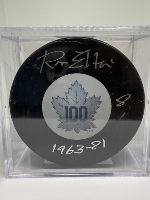 Ron Ellis Autographed Puck Toronto Maple Leafs 100th Ann Inscribed 1963-81 RARE