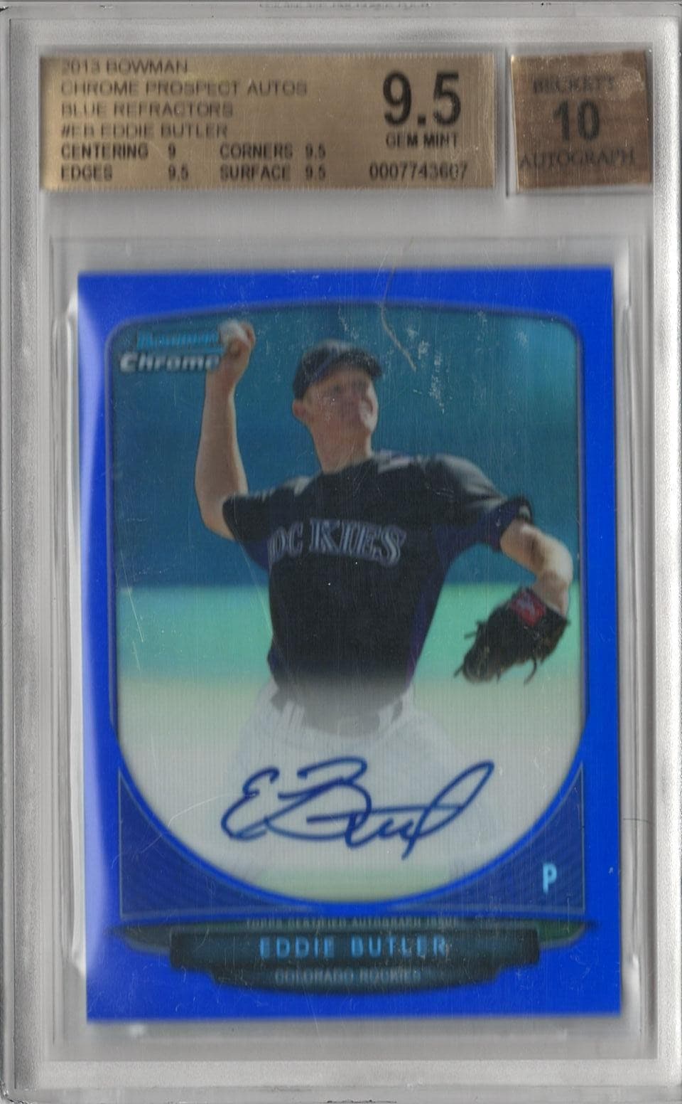 2013 Bowman Eddie Butler Chrome Blue Refractors Auto /150 BGS 9.5/10