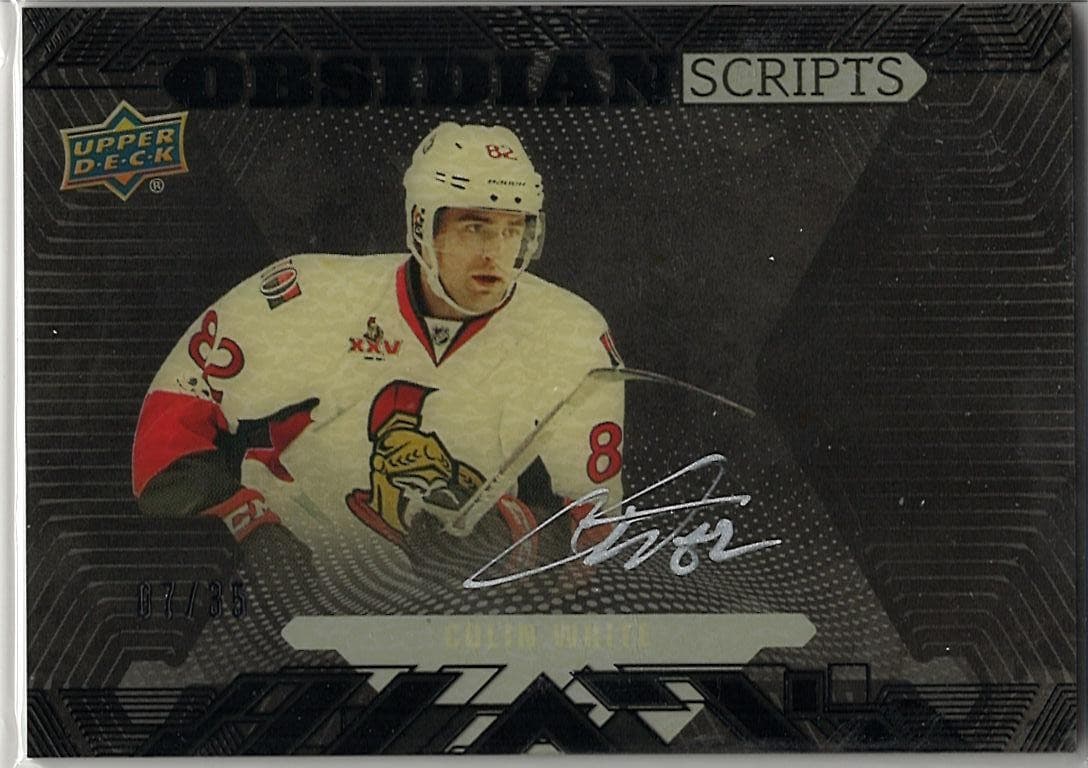 2017-18 SPx Colin White UD Black Obsidian Scripts Rookie Auto Onyx /35