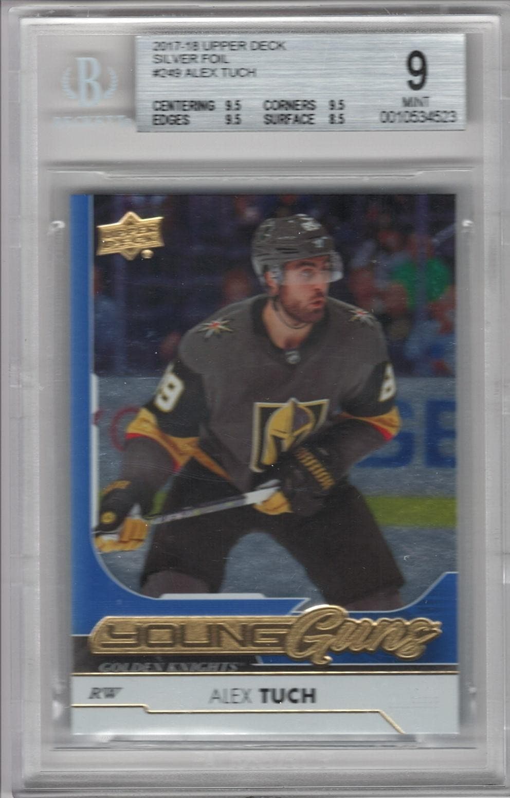 2017-18 Upper Deck Alex Tuch Young Guns RC Silver Foil BGS 9