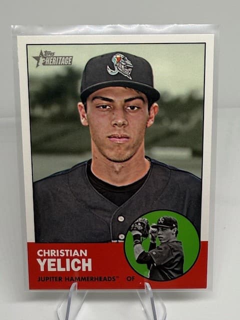2012 Topps Heritage Minor League #13b Christian Yelich photo in circle