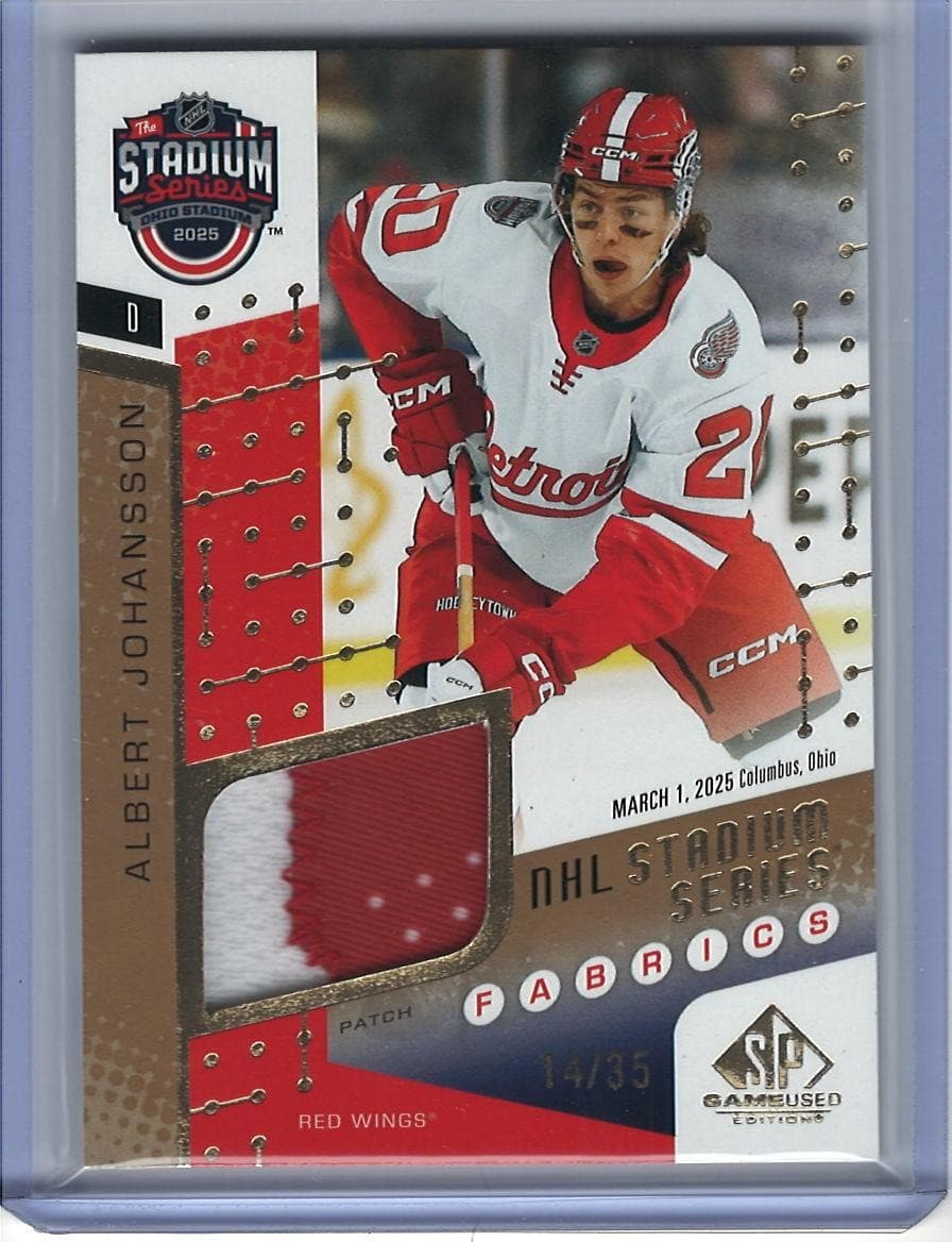 2025-26 SP Game Used Albert Johansson 2025 Stadium Series Fabrics Patch /35