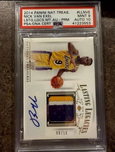 14-15 National Treasures Nick Van Exel Lasting Legacies Prime Auto /10 PSA 9