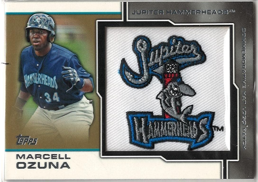 2013 Topps Pro Debut Marcell Ozuna Commemorative Hat Logo Patches Gold /5