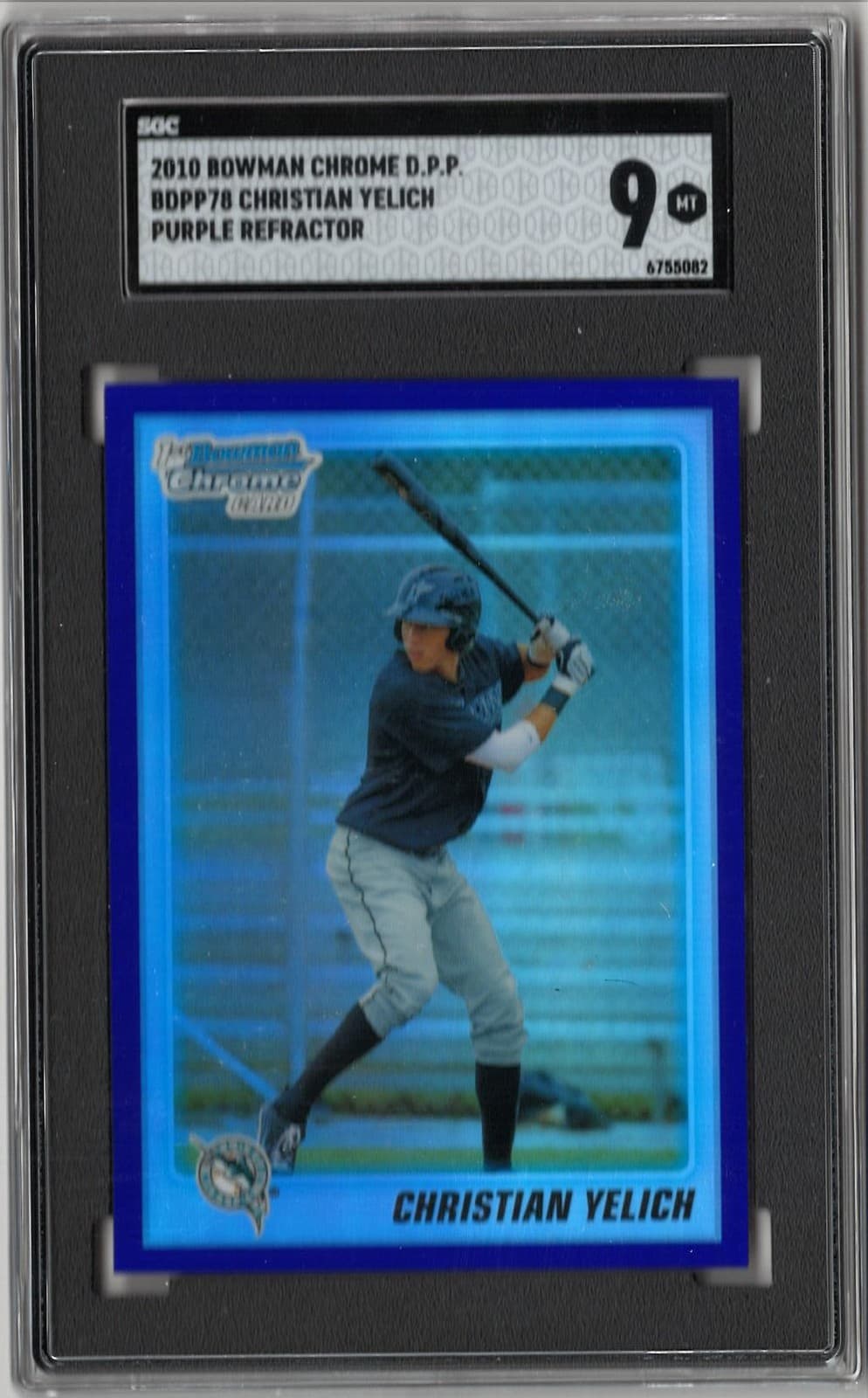 2010 Bowman Draft Christian Yelich Chrome Prospects Purple Refractors SGC 9