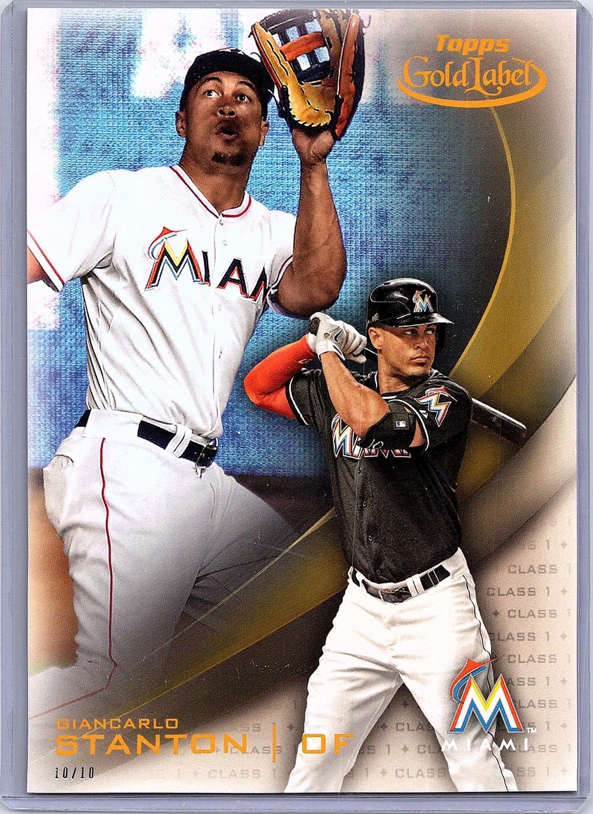 2016 Topps Gold Label 5x7 #20 Giancarlo Stanton Class 3 Gold 5x7 #/10