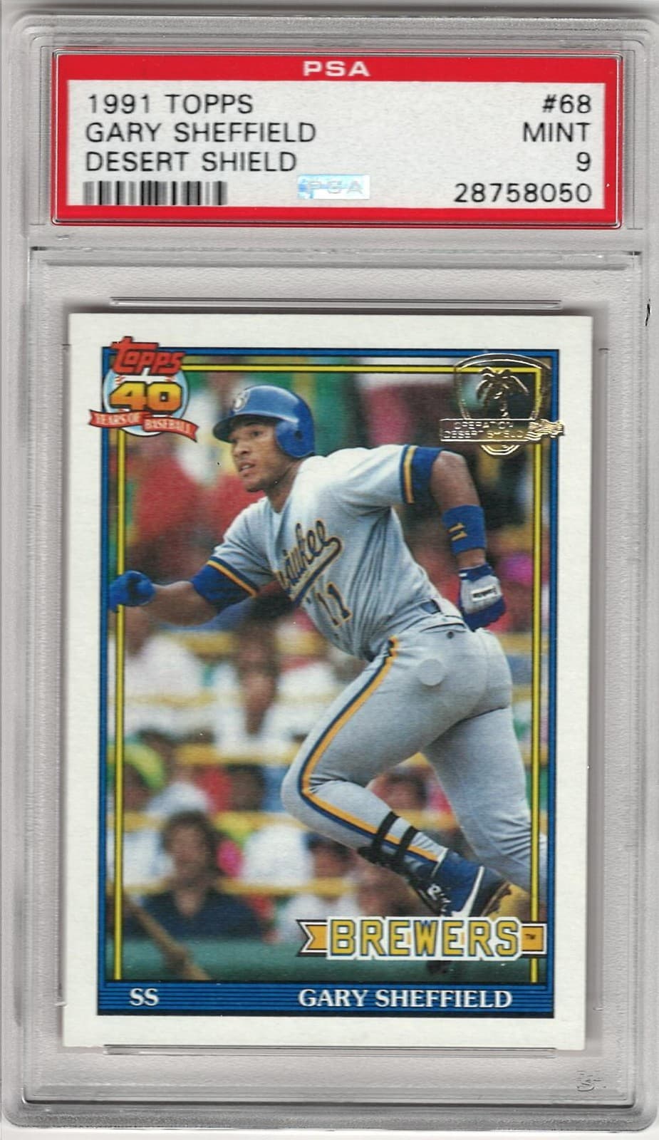 1991 Topps #68 Gary Sheffield Desert Shield PSA 9