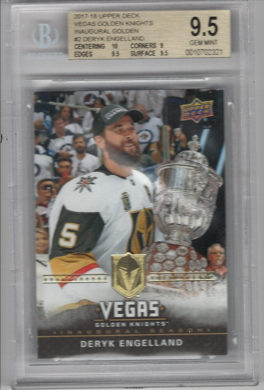 2017-18 Upper Deck Vegas Golden Knights Inaugural Deryk Engelland Golden BGS 9.5