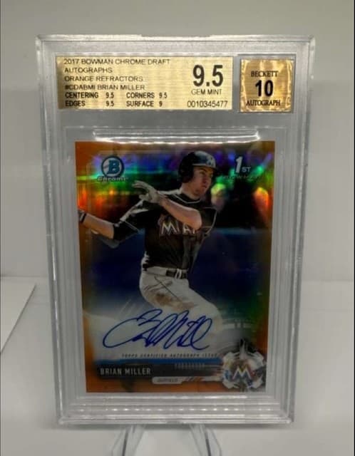 2017 Bowman Chrome Draft Autographs Orange Refractor Brian Miller BGS 9.5/10 /25