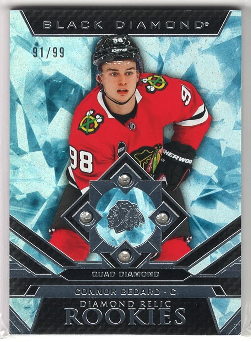 Connor Bedard 2023-24 Black Diamond Quad Diamond Relic RC /99