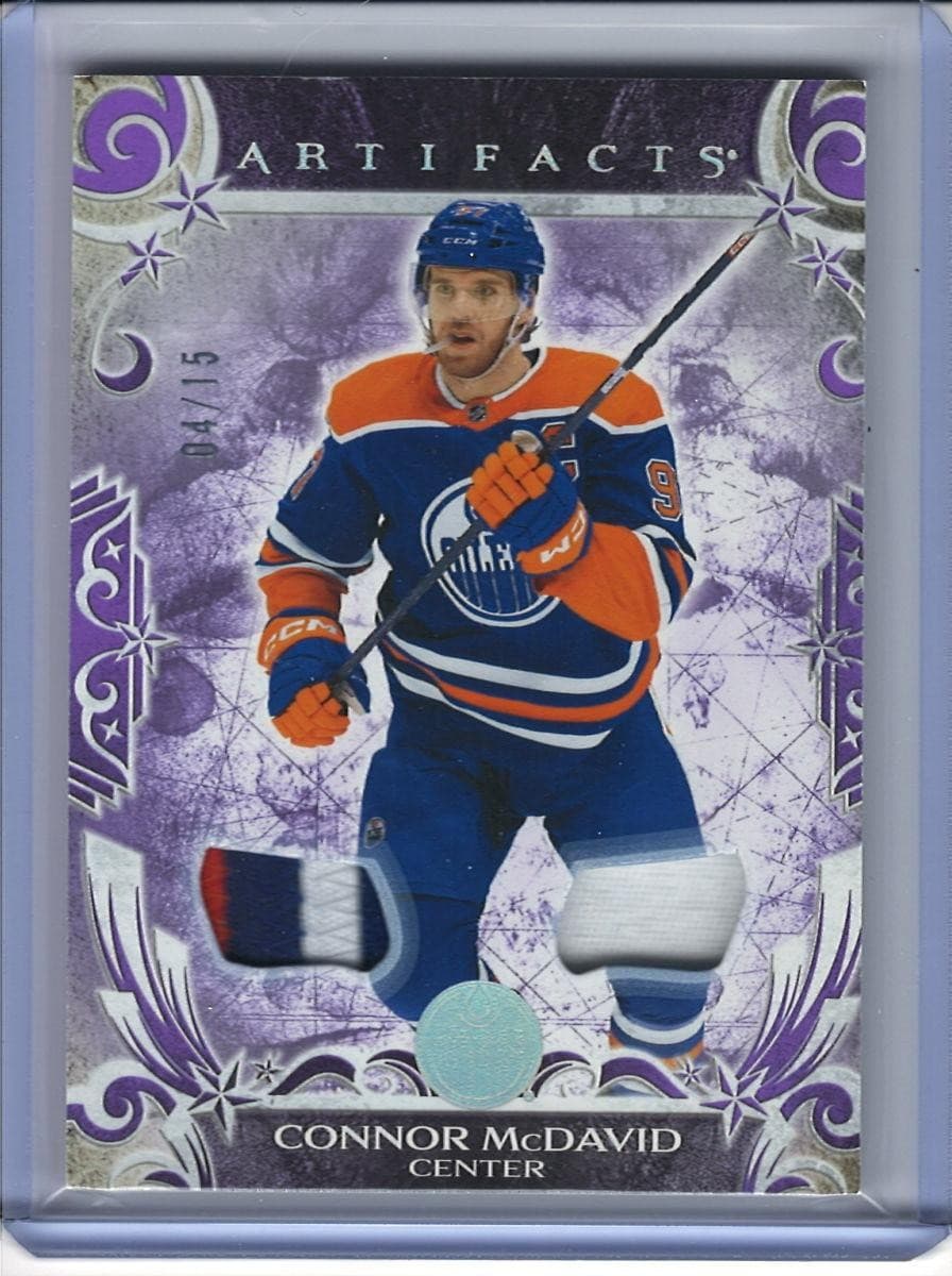 2024-25 Artifacts #152 Connor McDavid Material Purple /15 3 Color Patch