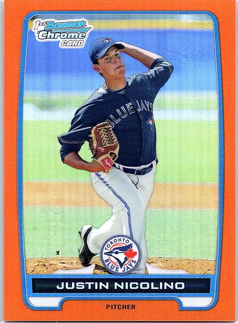 2012 Bowman #BCP1 Justin Nicolino Chrome Prospects Orange Refractors /25