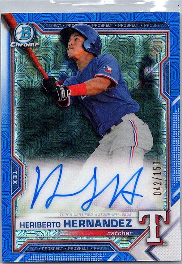 2021 Bowman Chrome Heriberto Hernandez Blue Mojo Refractor Auto /150