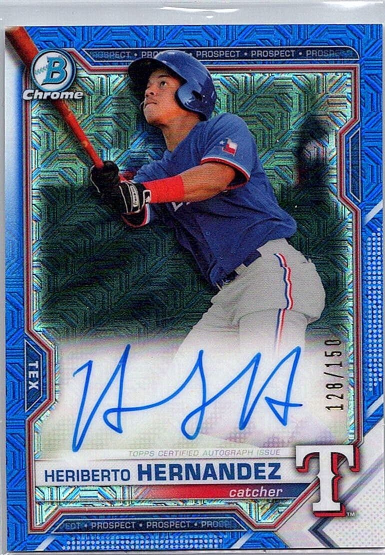 2021 Bowman Chrome Heriberto Hernandez Blue Mojo Auto /150