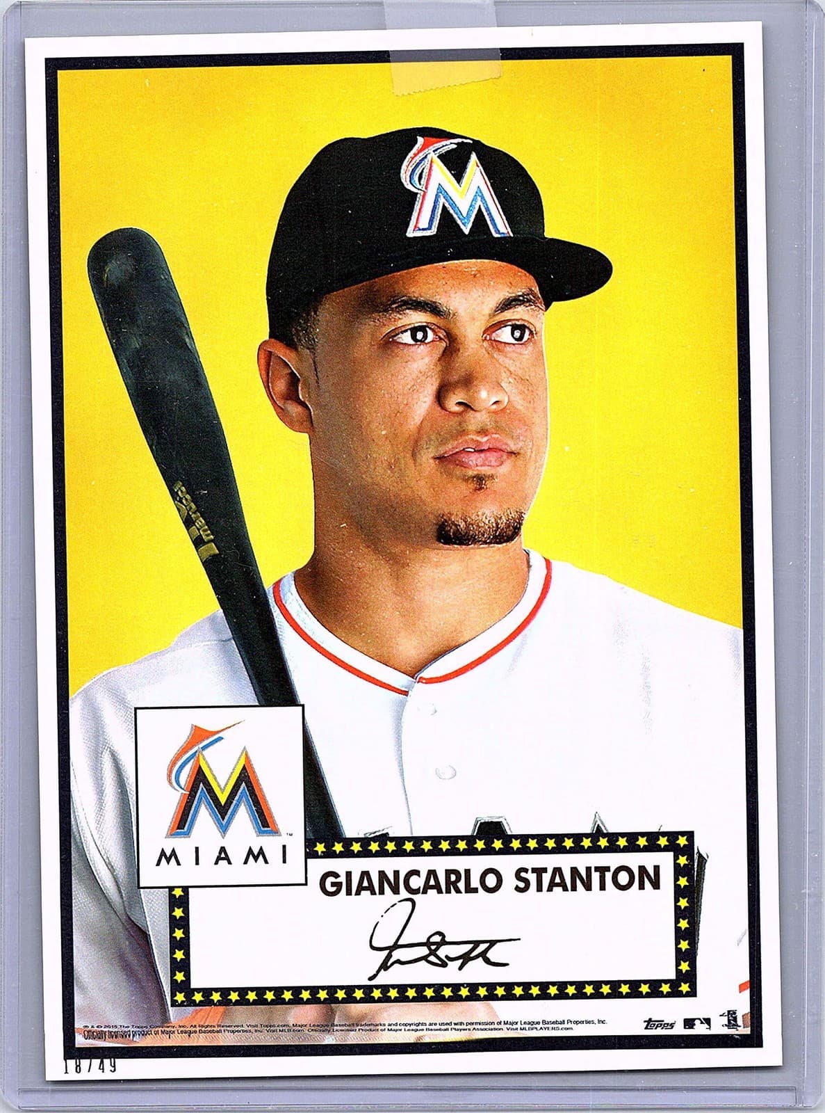 2015 Topps MLB Collection '52 Tribute Update 5x7 #2 Giancarlo Stanton Gold /49