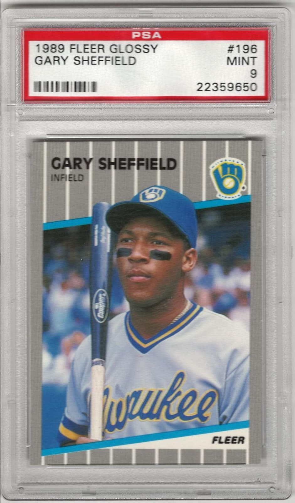 1989 Fleer #196 Gary Sheffield RC Glossy PSA 9