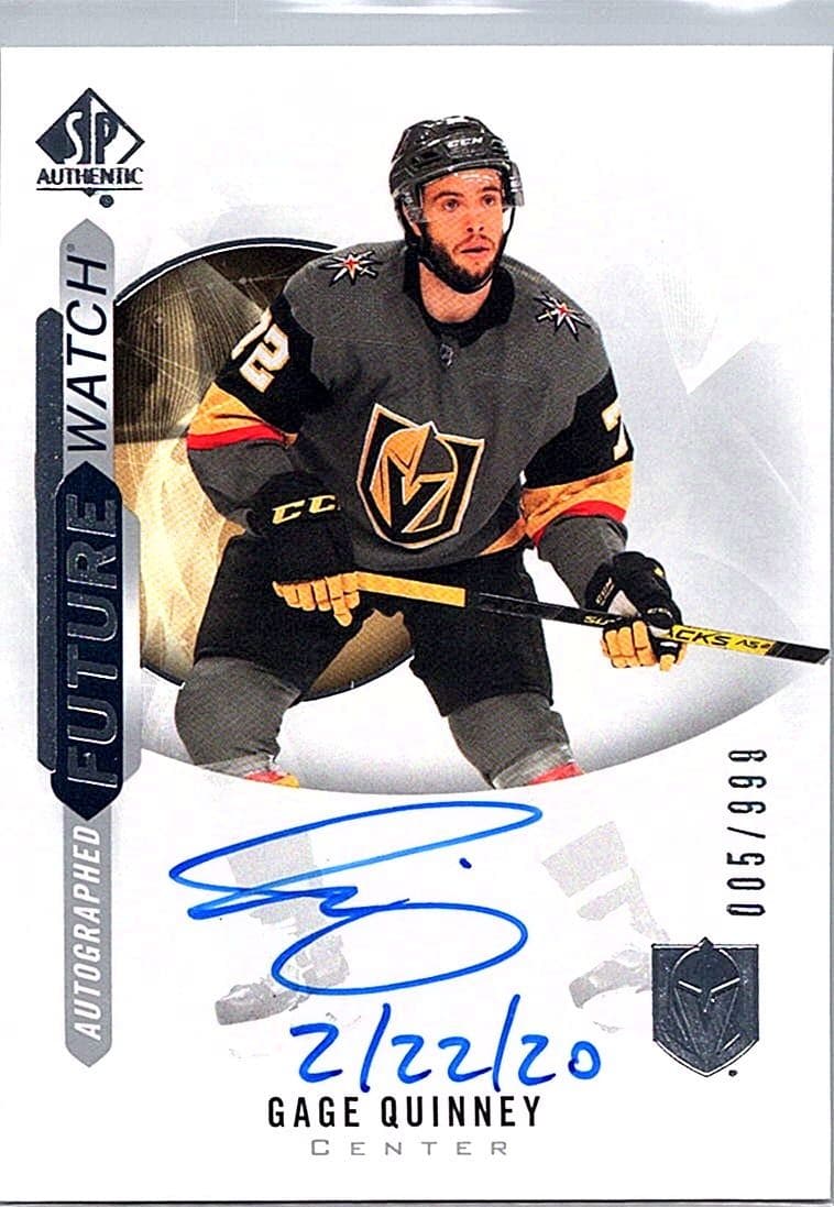 2020-21 SP Authentic #166 Gage Quinney Auto Future Watch Inscribed /999