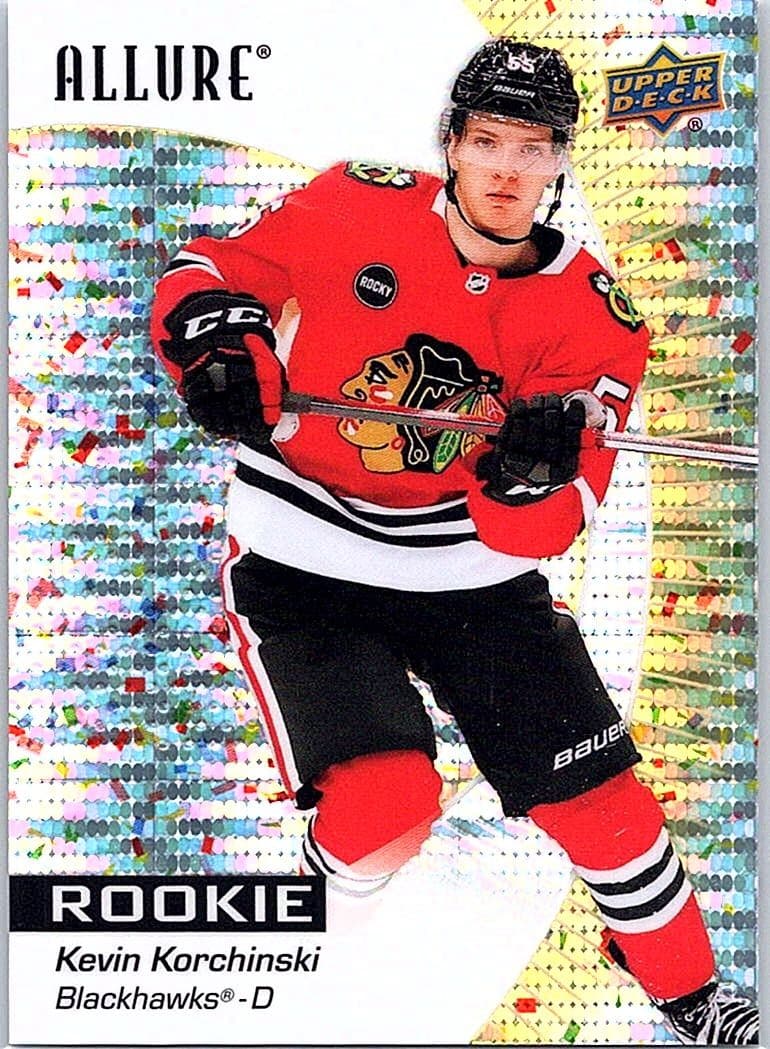 2023-24 Upper Deck Allure #121 Kevin Korchinski Gold Glitter Bomb #/199