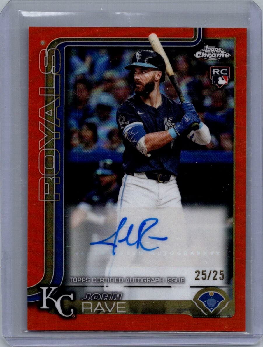 2025 Topps Chrome Update John Rave RC Auto Orange Refractors /25