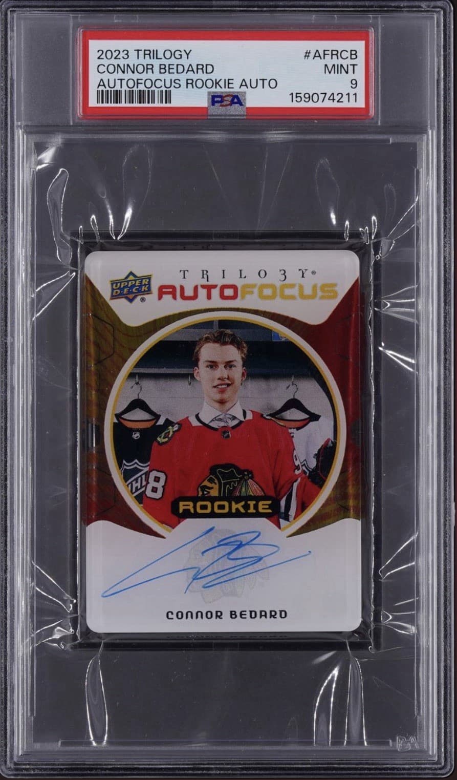 Connor Bedard 2023-24 Upper Deck Trilogy Auto Focus RC Auto #AFR-CB PSA 9