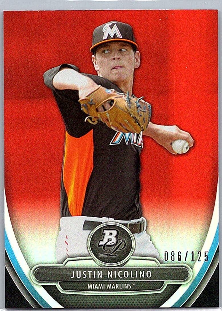 2013 Bowman Platinum #NC57 Justin Nicolino Orange National Convention #/125