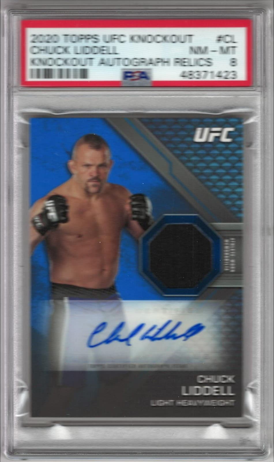 2020 Topps UFC Chuck Liddell Knockout Auto Relics PSA 8