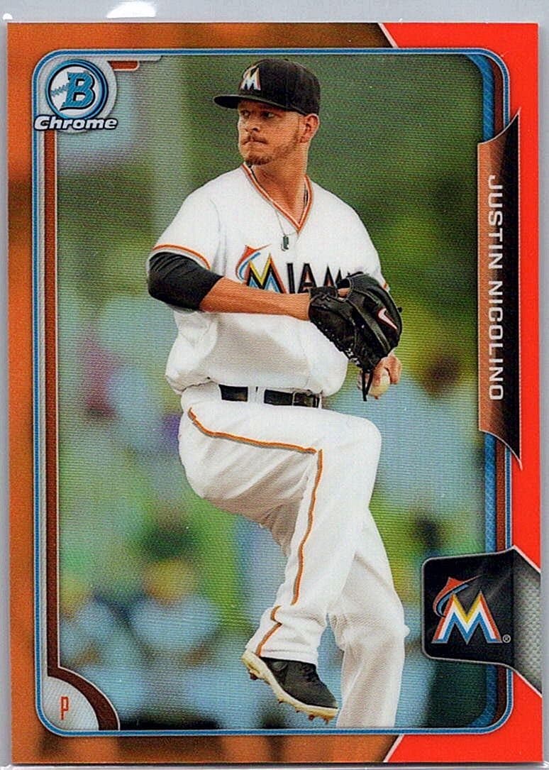 2015 Bowman #BCP93 Justin Nicolino Chrome Prospects Orange Refractors #/25