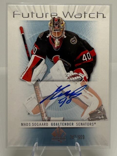 2022-23 SP Authentic Mads Sogaard Retro Future Watch Autographs /699