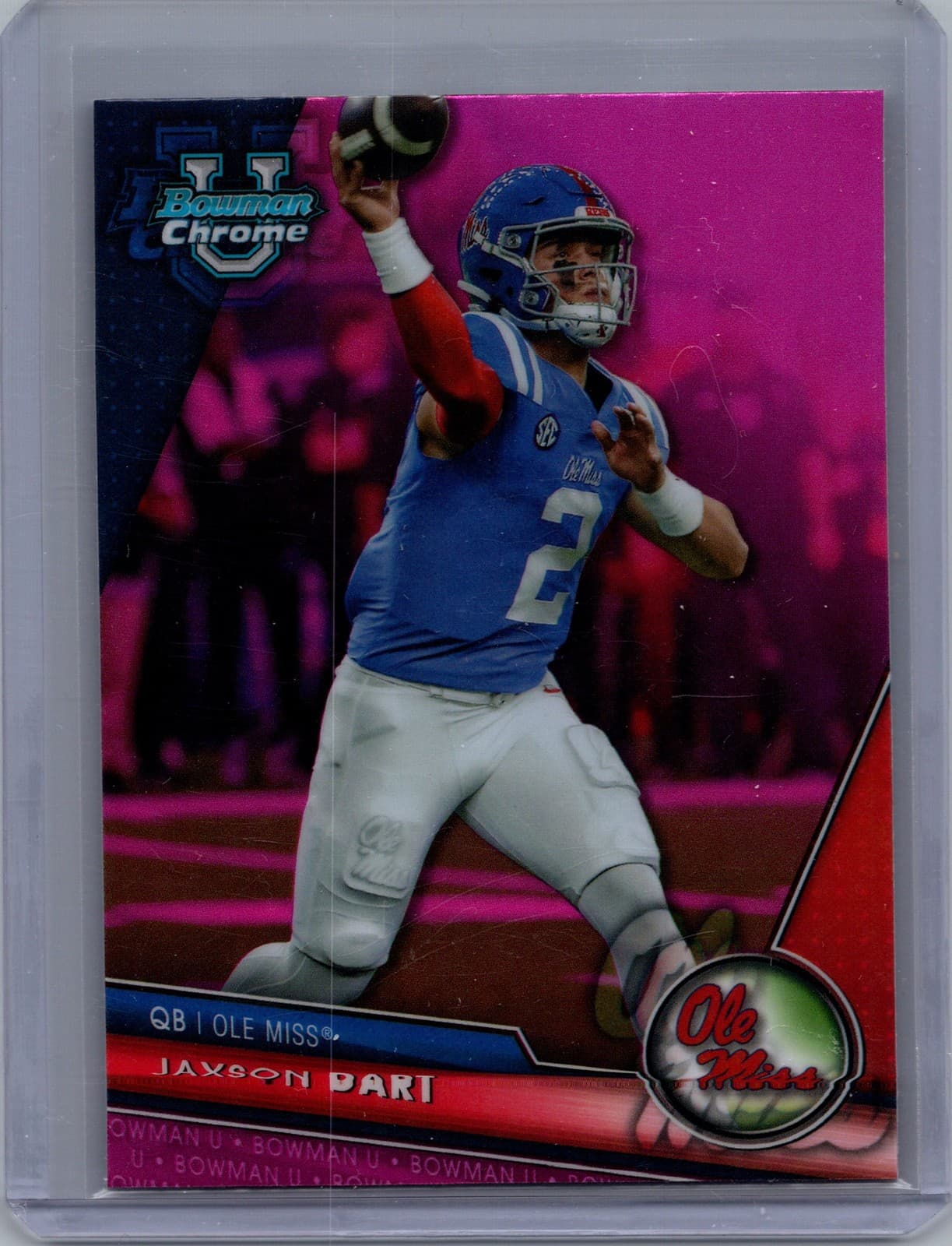 2023 Bowman University Chrome #191 Jaxson Dart Pink Refractor