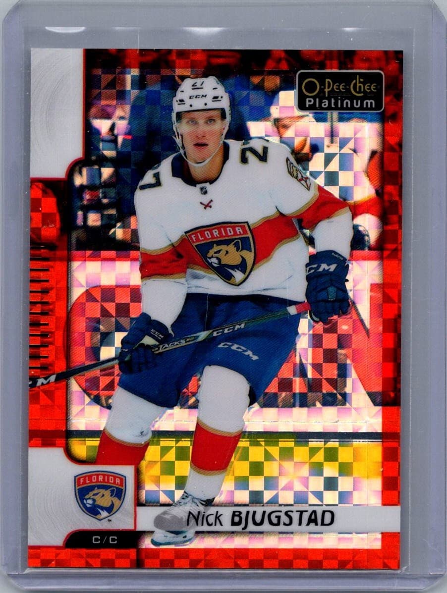 2017-18 O-Pee-Chee Platinum #110 Nick Bjugstad Orange-Checkers #/25