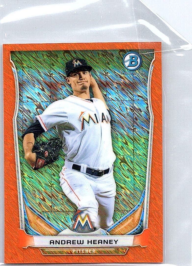 2014 Bowman Andrew Heaney Chrome Bowman Scout Top 5 Mini Orange Refractors /50