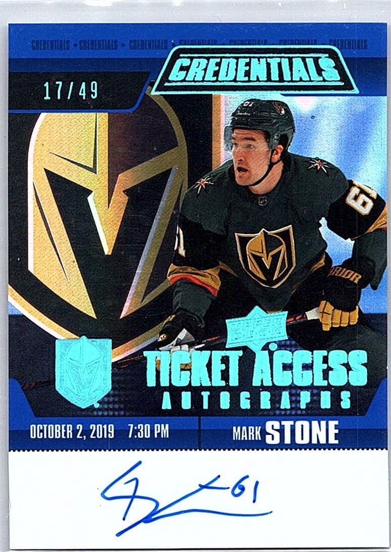 2019-20 Upper Deck Credentials #TAA-MS Mark Stone Ticket Access Autographs #/49