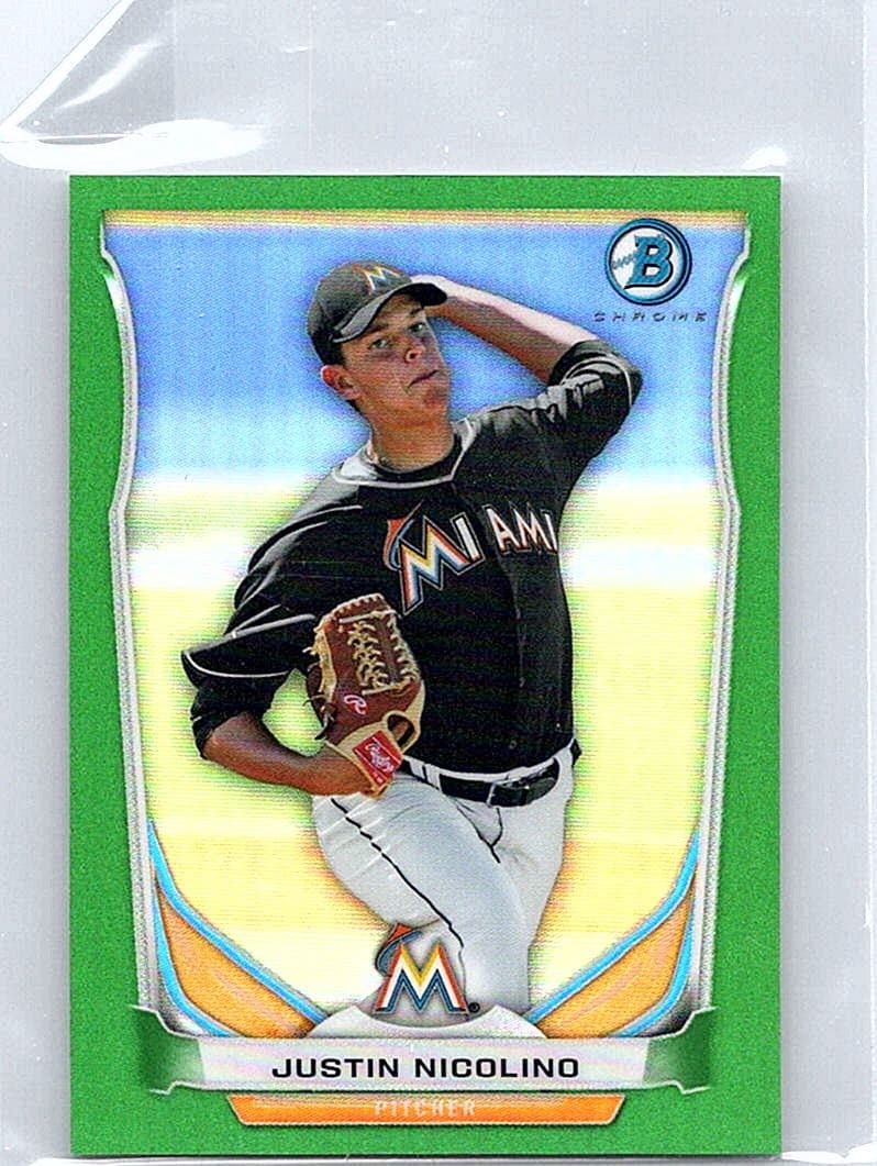 2014 Bowman Justin Nicolino Chrome Bowman Scout Top 5 Mini Green Refractors /10