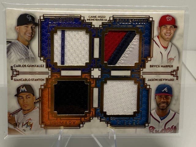 2014 Museum Collection Stanton Gonzalez Harper Primary Quad Relics Gold /25