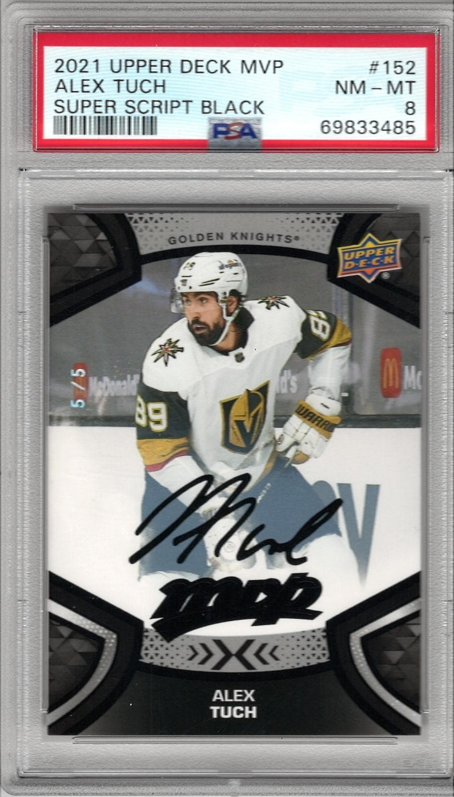 2021-22 Upper Deck MVP #152 Alex Tuch Super Script Black PSA 8 #/5