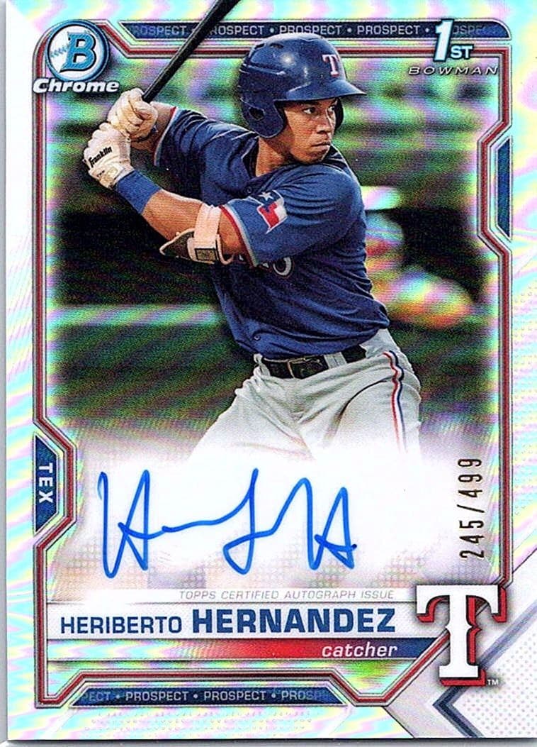 2021 Bowman Chrome Heriberto Hernandez Refractor 1st Auto /499
