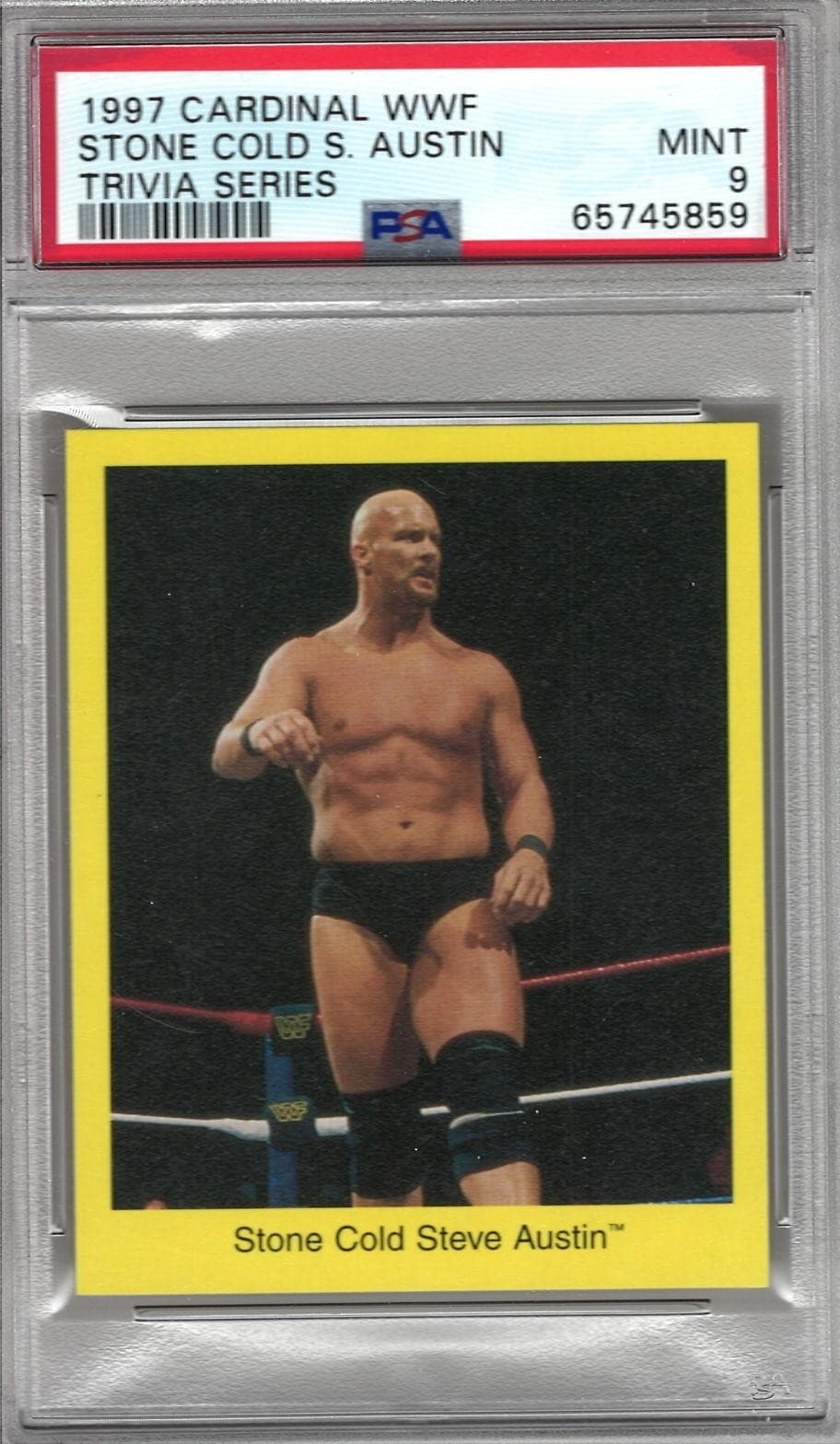 1997 Cardinal Wrestling Trivia 1st Edition #NNO Stone Cold Steve Austin RC PSA 9