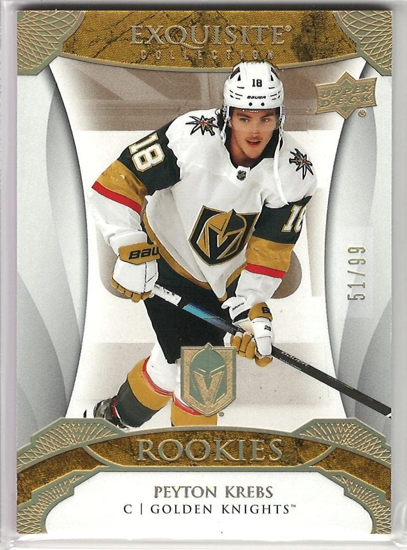 2020-21 Black Diamond Peyton Krebs Exquisite Rookies Gold Spectrum /99