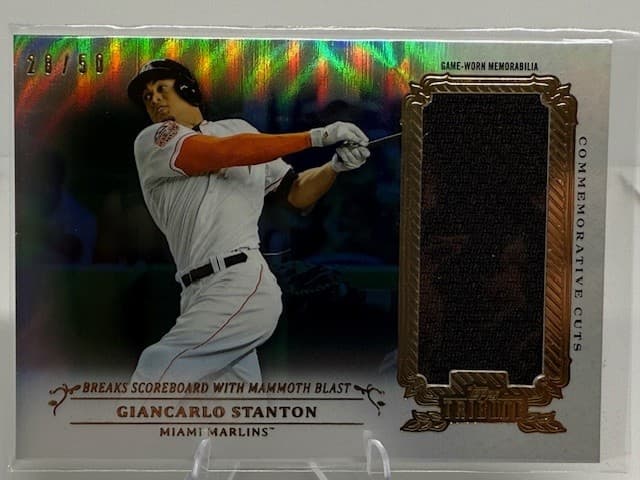 2013 Topps Tribute #CC-GS Giancarlo Stanton Commemorative Cuts Relics Blue #/50