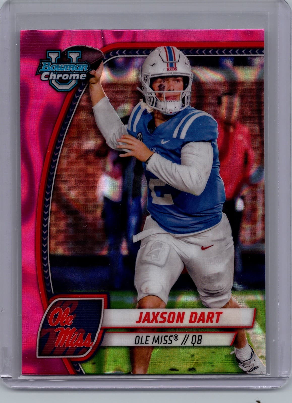 2024 Bowman University Chrome #6 Jaxson Dart Pink Lava Refractor