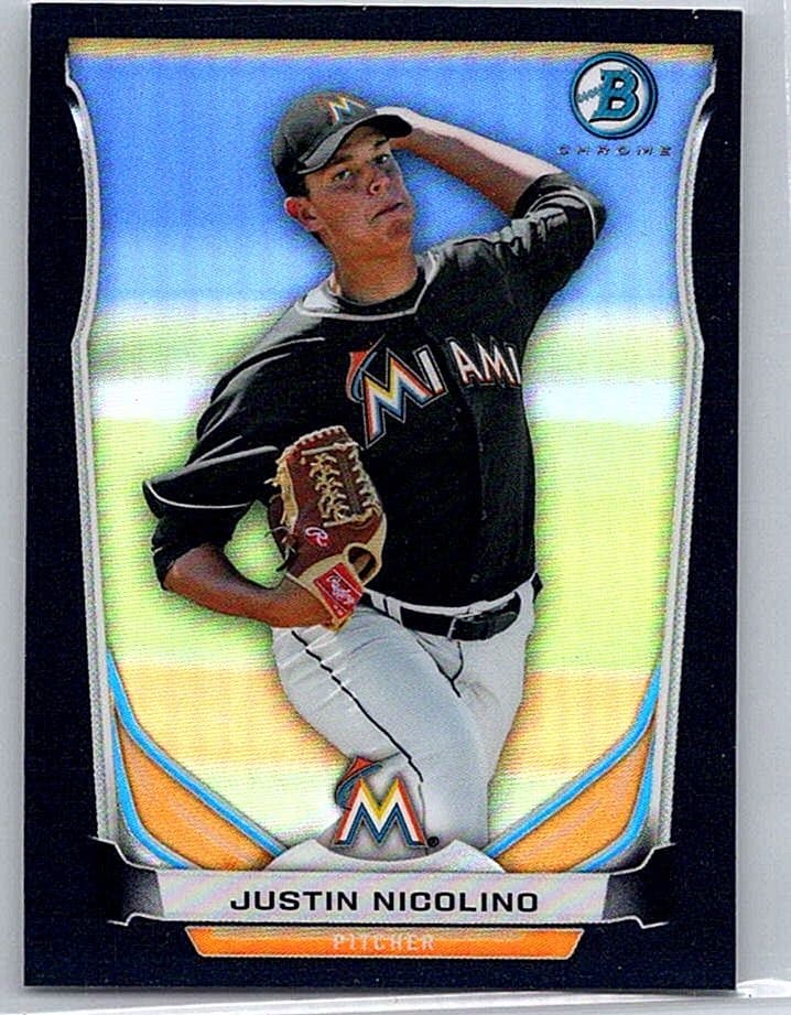 2014 Bowman Justin Nicolino Chrome Bowman Scout Top 5 Mini Black Refractors /15