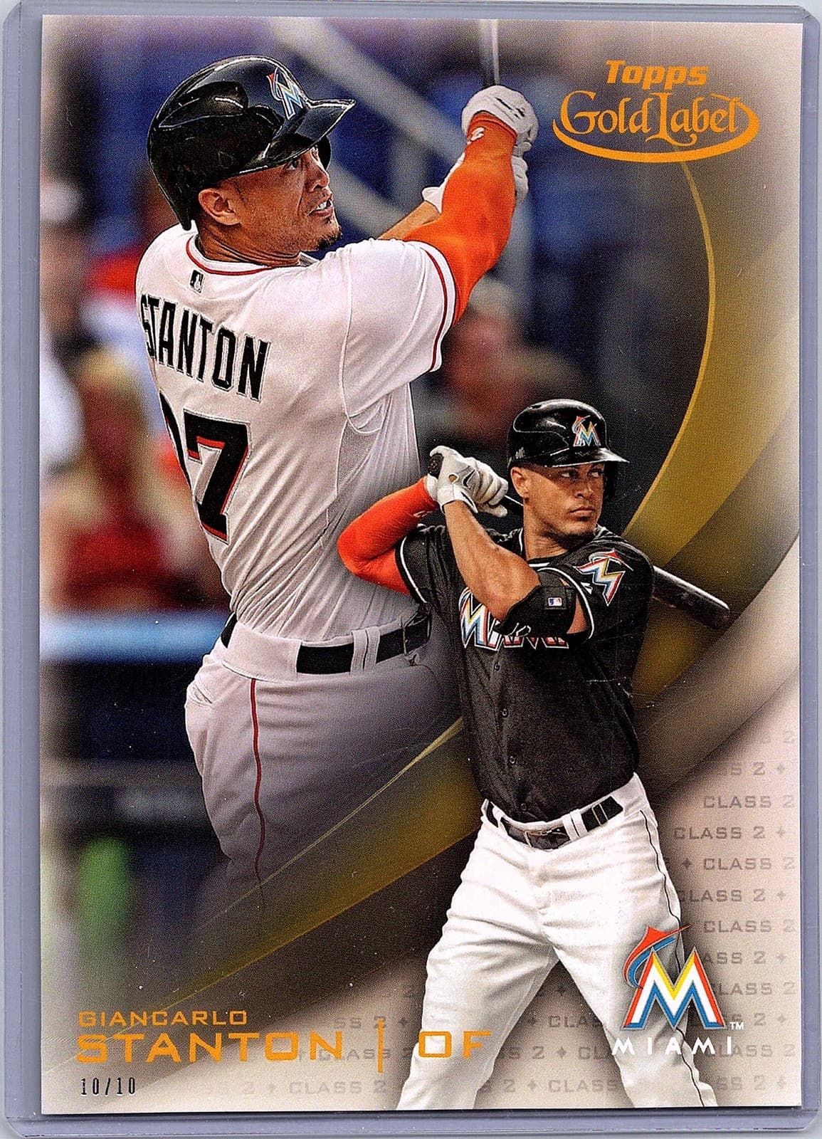 2016 Topps Gold Label 5x7 #20 Giancarlo Stanton Class 2 Gold 5x7 #/10