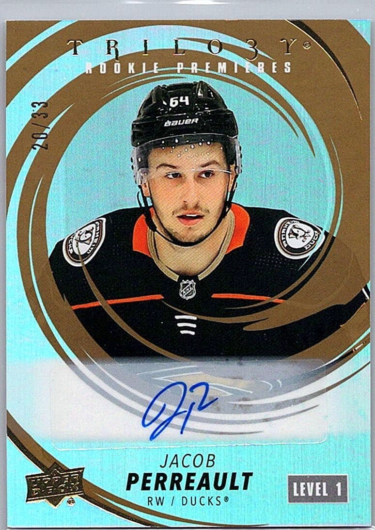 2022-23 Upper Deck Trilogy Jacob Perreault Gold Auto Autographs /33