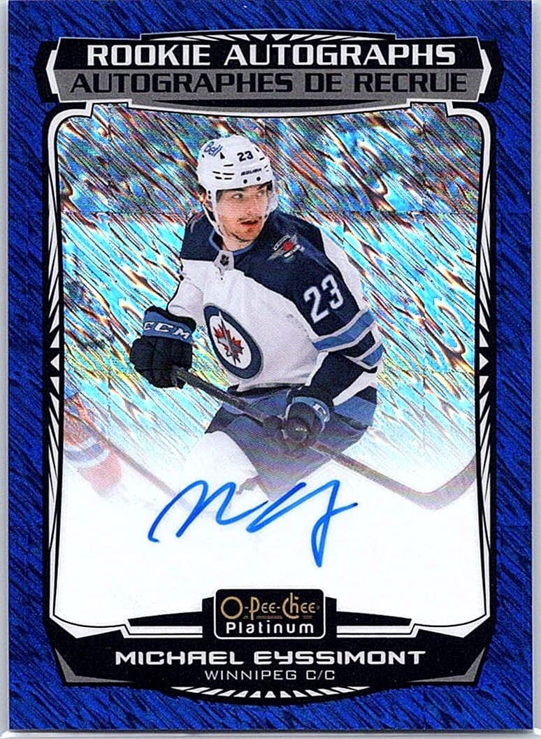 2022-23 O-Pee-Chee Platinum #R-ME Michael Eyssimont Rookie-Autographs-Blue-Traxx