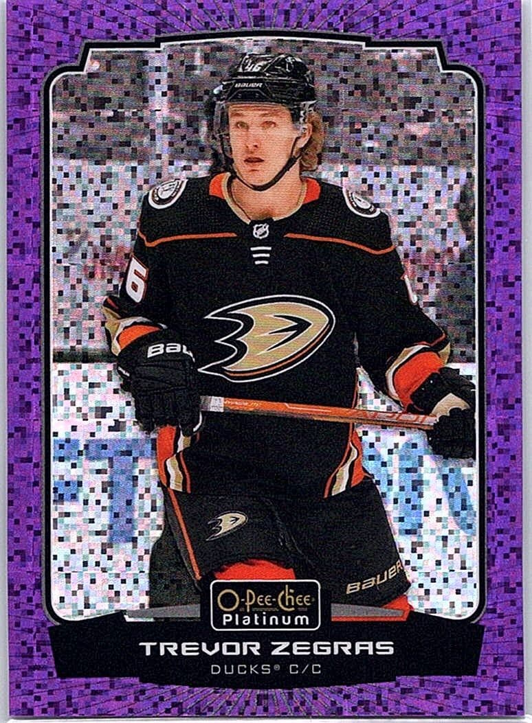 2022-23 O-Pee-Chee Platinum #1 Trevor Zegras Violet-Pixels #/299